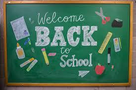 Chalkboard with Welcome back to school on it. 