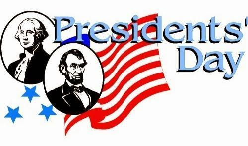 President Washington and President Lincoln with the American flag and the word Presidents;' Day