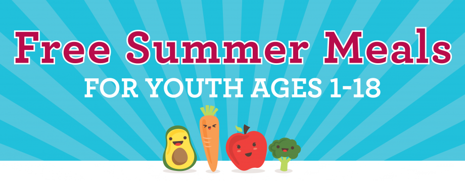 free summer meal for  ages 1-8 with vegetables and a  light blue background