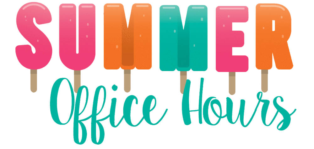 ice cream popsicles used to spell Summer with the words office hours below